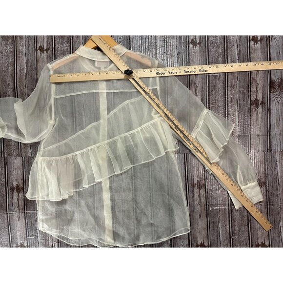 Cinq a Sept Larissa organza overlay blouse size S color white mspr 346 - Picture 5 of 5